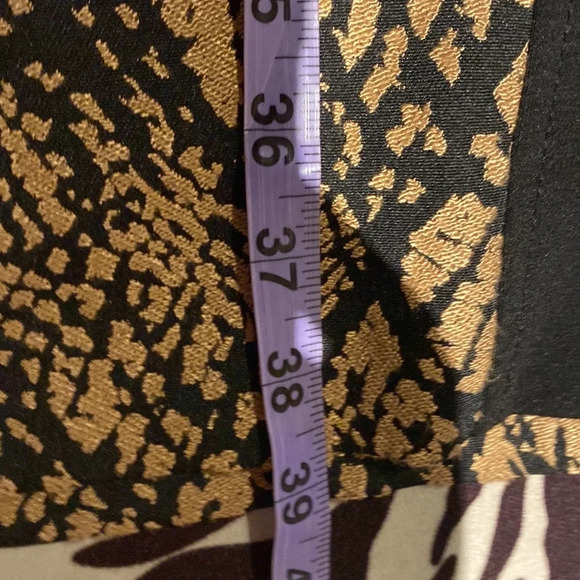 Jones New York Black tan Middle print stretch Jersey knit Midi dress  Sz 10 - Picture 8 of 12